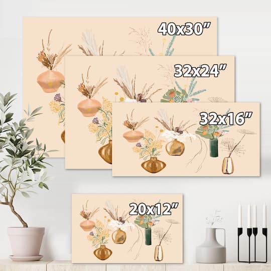 Designart - Bouquets Of Wildflowers In Gold Vases III